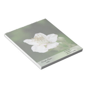 Wild white raspberry flower notepad