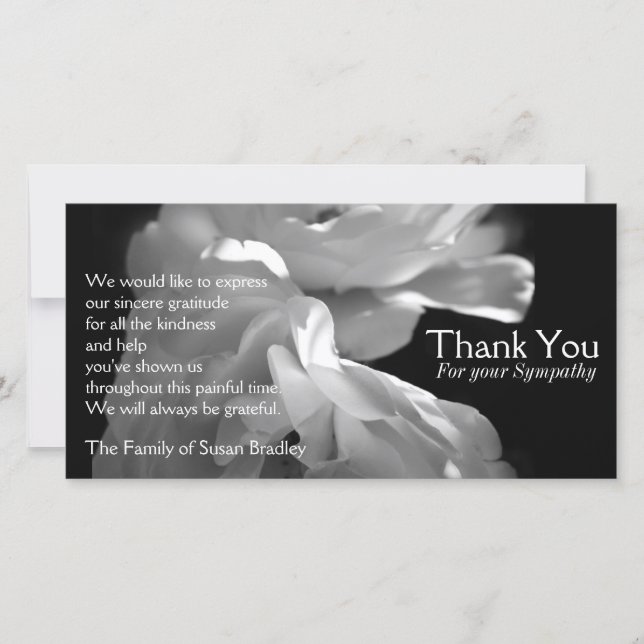 Wild White Roses 1 Sympathy Thank You (Front)