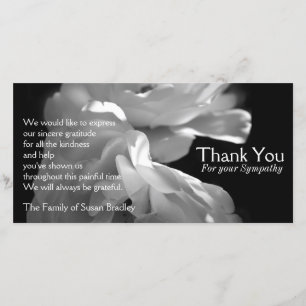 Wild White Roses 1 Sympathy Thank You Card