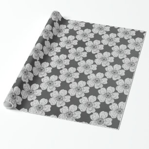 Wild White Roses Chalkboard Wrapping Paper