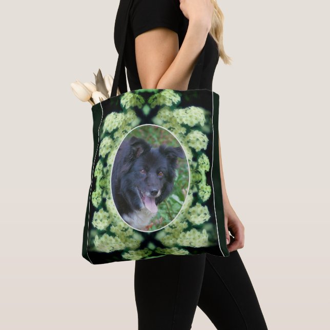 Wild White Roses Create Your Own Pet Photo Tote Bag (Close Up)