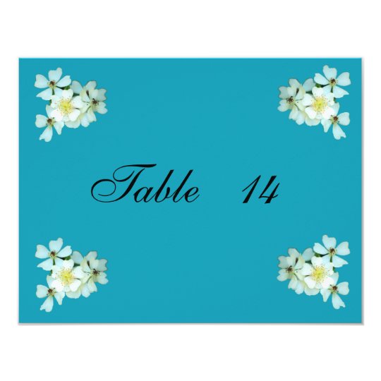 Wild White Roses table number card
