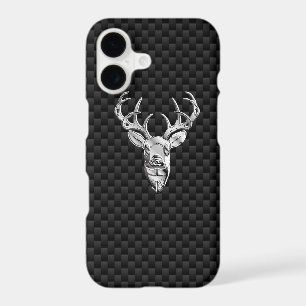 Wild White Tail Deer on Carbon Fibre Style Print