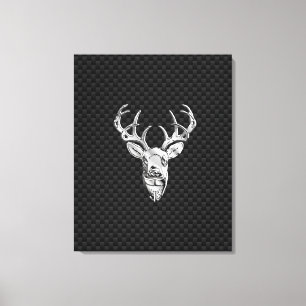 Wild White Tail Deer on Carbon Fibre Style Print