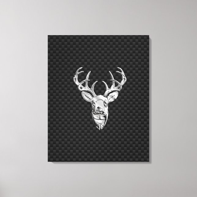 Wild White Tail Deer on Carbon Fibre Style Print (Front)
