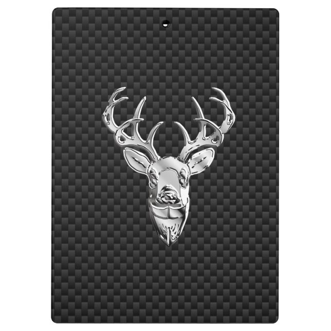 Wild White Tail Deer on Carbon Fibre Style Print Clipboard (Back)
