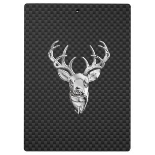 Wild White Tail Deer on Carbon Fibre Style Print Clipboard