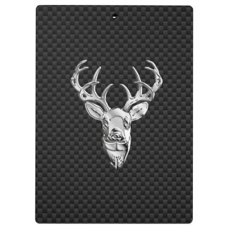 Wild White Tail Deer on Carbon Fibre Style Print Clipboard