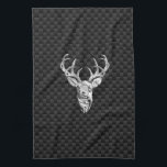 Wild White Tail Deer on Carbon Fibre Style Print Tea Towel<br><div class="desc">A modern Deer Head bold Energy Spirit applique style. A white tail antlers buck trophy profile on a carbon fibre look background that is sure to make an impression on or off the trails. We also carry a wide selection of custom embroidered caps to complete your quest for that something...</div>
