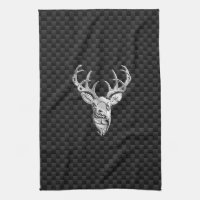 Wild White Tail Deer on Carbon Fibre Style Print