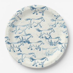 Wild Wild Horses Indigo Paper Plates