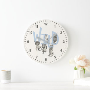 WILD Wild Things and Max - Blue Large Clock