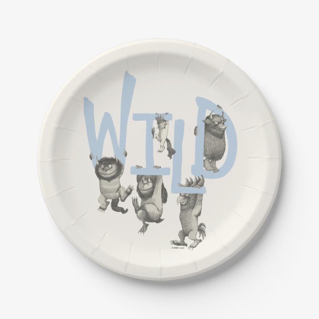 WILD | Wild Things and Max - Blue Paper Plate (Front)