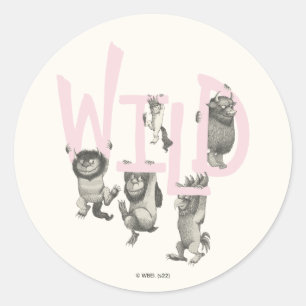 WILD   Wild Things and Max - Pink Classic Round Sticker
