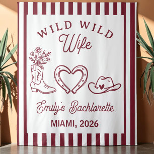 Wild Wild Wife Bachelorette Party Western Backdrop Tapestry