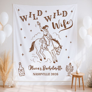 Wild Wild Wife Western Bachelorette Party Backdrop Tapestry