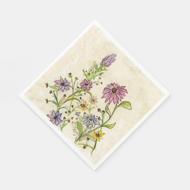 Wild Wildflowers design on paper napkins (Corner)
