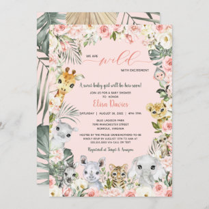 Wild with Excitement Jungle Animals Baby Shower Invitation