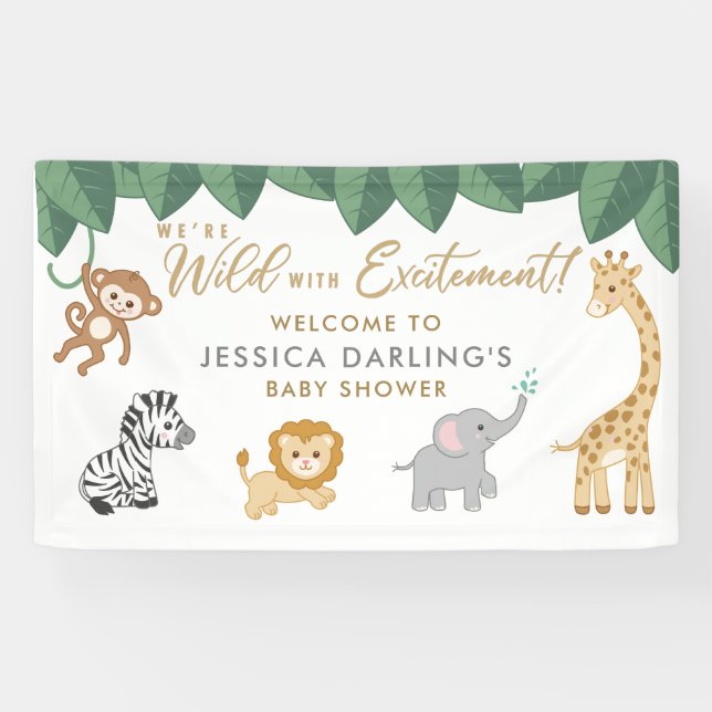 WILD with Excitement Safari Theme Baby Shower  Foa Banner (Horizontal)