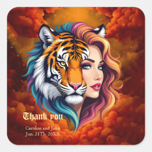 Wild Within – Tiger Spirit Goddess. Square Sticker