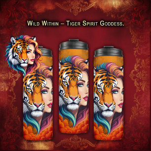 Wild Within – Tiger Spirit Goddess.  Thermal Tumbler