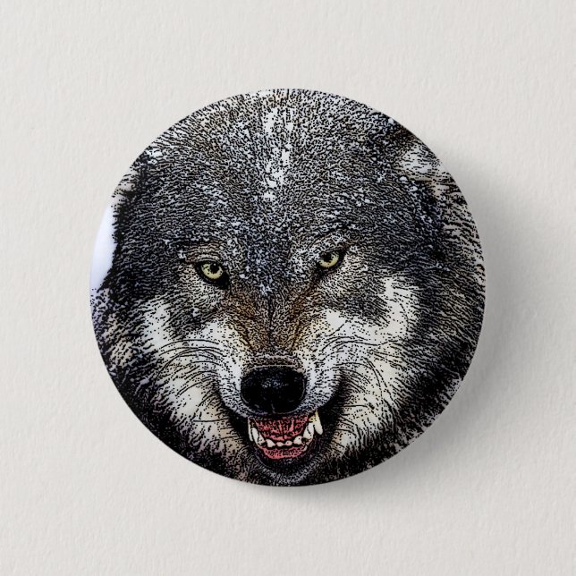 Wild Wolf 6 Cm Round Badge (Front)