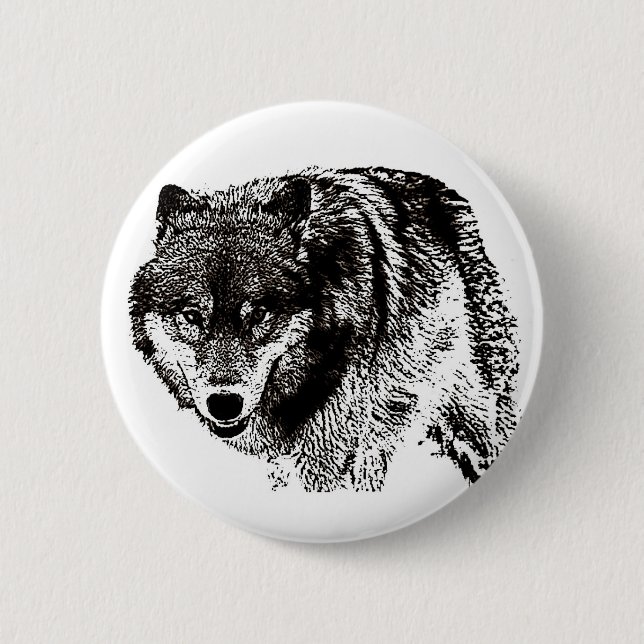 Wild Wolf 6 Cm Round Badge (Front)