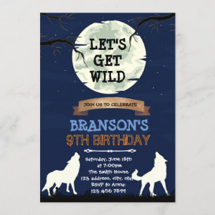 Wild wolf birthday party invitation