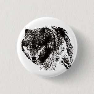 Wild Wolf Black & White Artwork 3 Cm Round Badge