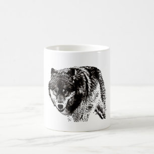 Wild Wolf Black & White Artwork Coffee Mug