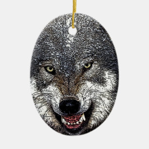 Wild Wolf Ceramic Tree Decoration