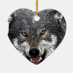 Wild Wolf Ceramic Tree Decoration