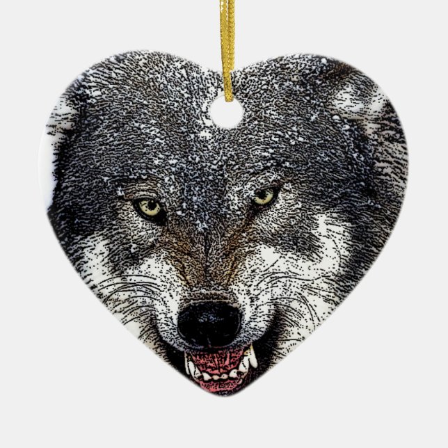 Wild Wolf Ceramic Tree Decoration (Front)