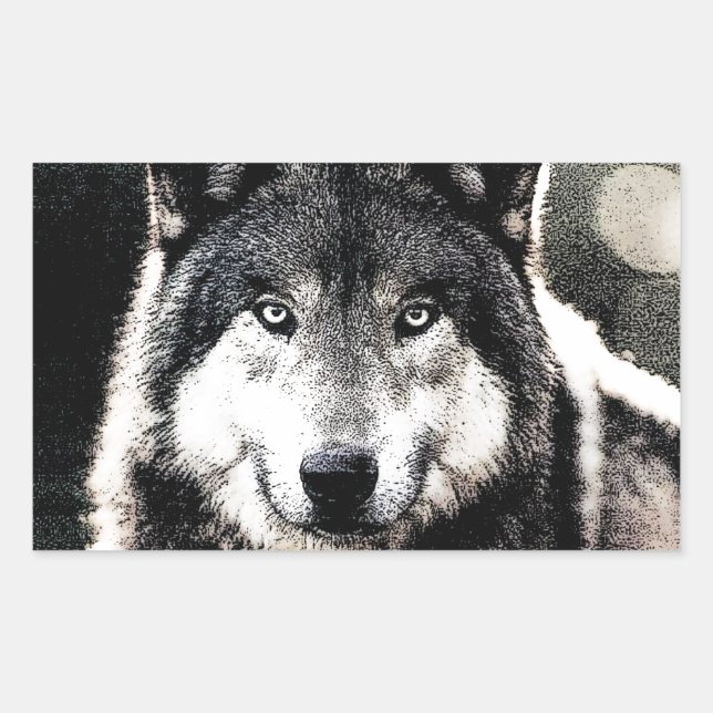 Wild Wolf Eyes Artwork Unique Rectangle Sticker (Front)