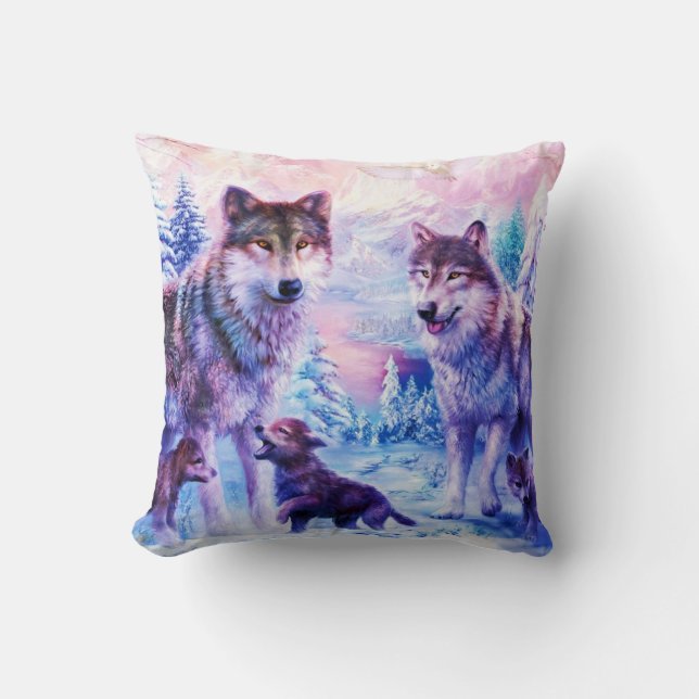 Wild Wolf Family Cushion (Front)