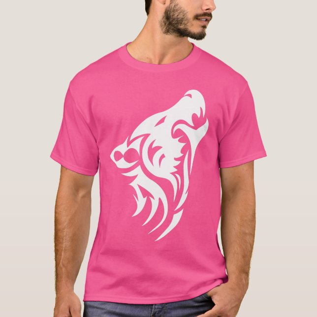 Wild Wolf Howling White Wolf Face T-Shirt (Front)