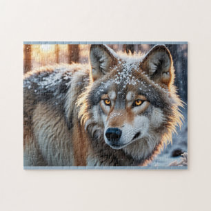 Wild wolf in the winter jigsaw puzzle