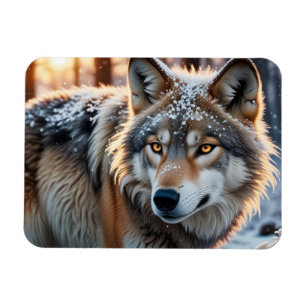 Wild wolf in the winter magnet