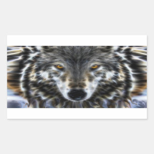 Wild Wolf Inspirational Portrait Rectangular Sticker