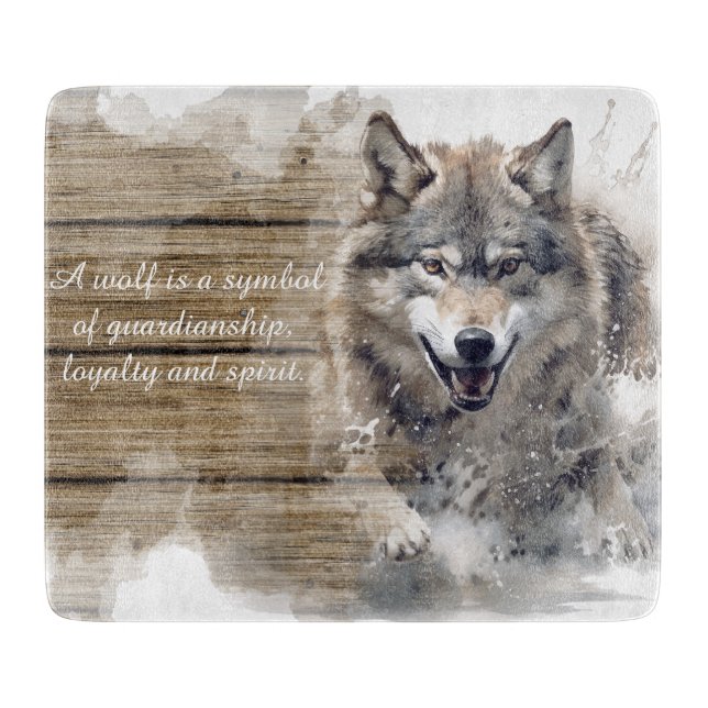 Wild Wolf Inspirational Quote Cutting Board (Front)