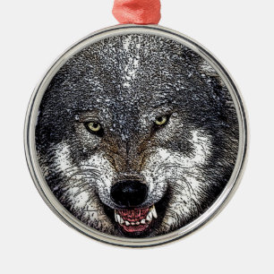 Wild Wolf Metal Tree Decoration