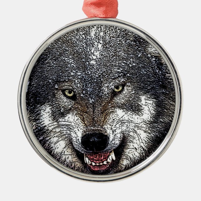 Wild Wolf Metal Tree Decoration (Front)