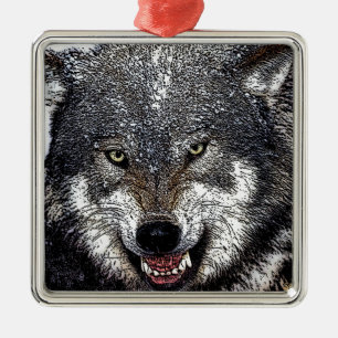 Wild Wolf Metal Tree Decoration
