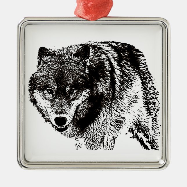 Wild Wolf Metal Tree Decoration (Front)