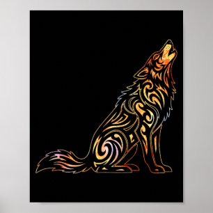 Wild Wolf Pack Retro Vintage Wildlife Lone Colorfu Poster
