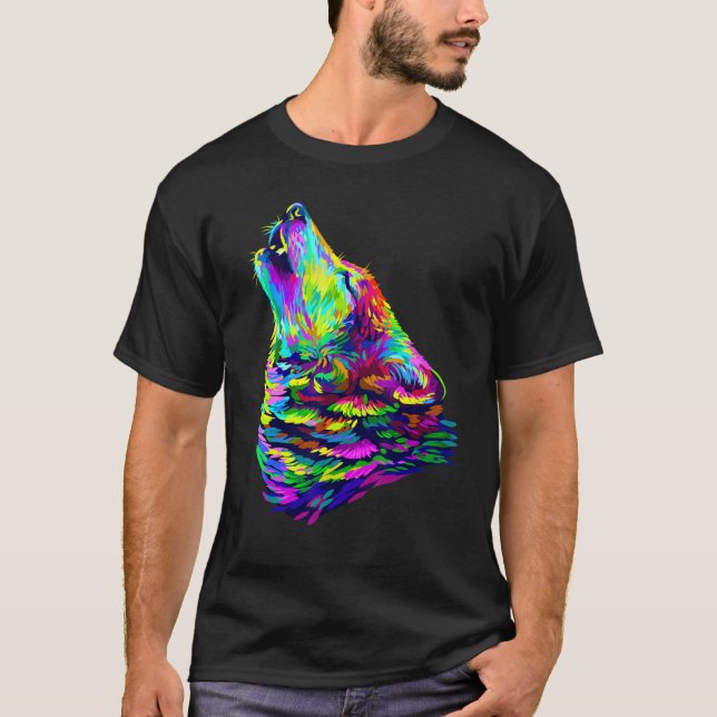 Wild Wolf Quotes Graphic Tees Colourful Oil Painti (Front)