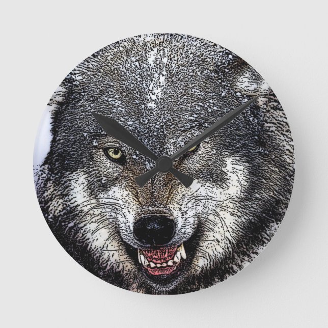 Wild Wolf Round Clock (Front)