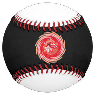 Wild Wolf Whirling black and white softball
