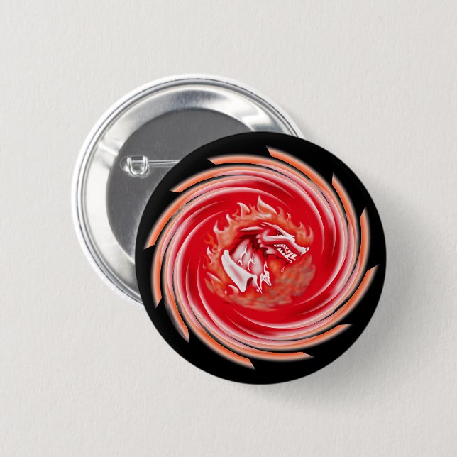 Wild Wolf Whirling black button (Front & Back)