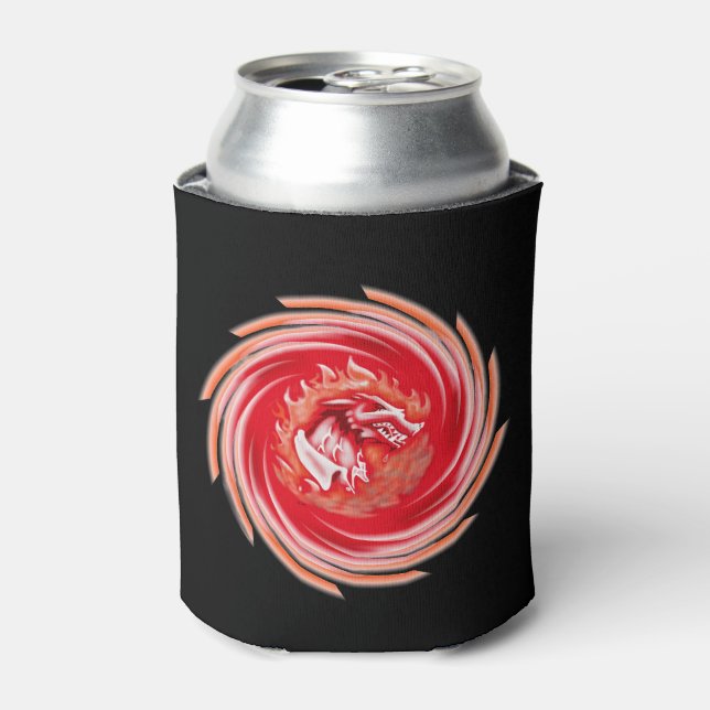 Wild Wolf Whirling black can cooler (Can Front)